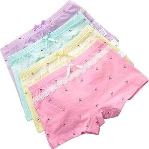 Girls' Lace Cotton Boyshort Underwear Cherry Pattern Princess Panties